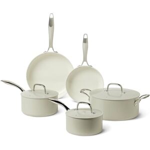 Amazon Basics Ceramic Nonstick Cookware, 8-Piece Set of Pots and Pans, Dishwasher and Oven-Safe, All Cooktop Friendly, Linen Gray Amazon Basics Ceramic Nonstick Cookware, 8-Piece Set of Pots and Pans, Dishwasher and Oven-Safe, All Cooktop Friendly, Linen Gray