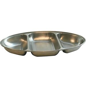 Genware NEV-12563 Three Division Oval Veg Dish, Stainless Steel, 14" Width, 21.2 cm Genware NEV-12563 Three Division Oval Veg Dish, Stainless Steel, 14" Width, 21.2 cm