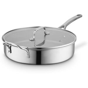 Sur La Table Tri-Ply 28cm Multi-Pan with Tempered Glass Lid, 10x Stronger Superior Ceramic Coating, Induction Compatible, Stainless Steel Sur La Table Tri-Ply 28cm Multi-Pan with Tempered Glass Lid, 10x Stronger Superior Ceramic Coating, Induction Compatible, Stainless Steel