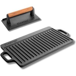Prestige Cast Iron Burger Press and Double Sided Griddle Pan – Pre-Seasoned, Non-Toxic, Induction & Oven Safe, Easy Clean Prestige Cast Iron Burger Press and Double Sided Griddle Pan – Pre-Seasoned, Non-Toxic, Induction & Oven Safe, Easy Clean