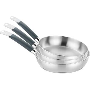 BRA Master Set of Frying Pans 20-24-28 cm, Stainless Steel, Non-Stick, PFOA Free, Full Induction, Suitable for All Types of Cookers, Silicone Coated Stainless Steel Handle BRA Master Set of Frying Pans 20-24-28 cm, Stainless Steel, Non-Stick, PFOA Free, Full Induction, Suitable for All Types of Cookers, Silicone Coated Stainless Steel Handle