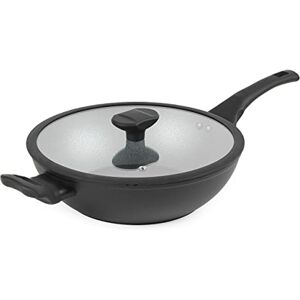 Russell Hobbs RH01860EU7 28 cm Wok with Glass Lid, Non-Stick Tall Design Induction Pan, Metal Utensil Safe, Use Little to No Oil, Easy-Clean, High Endurance Surface, Crystaltech Graphite Collection Russell Hobbs RH01860EU7 28 cm Wok with Glass Lid, Non-Stick Tall Design Induction Pan, Metal Utensil Safe, Use Little to No Oil, Easy-Clean, High Endurance Surface, Crystaltech Graphite Collection