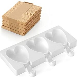 silikomart GEL03M Silicone Ice Cream Mould MINI HEART-IC, Non-stick, 3 Ice Cream Hearts, Pack of 1 mould + 50 wooden sticks, Easy Ice Cream, 67 x 55 mm, h 18 mm, Made in Italy silikomart GEL03M Silicone Ice Cream Mould MINI HEART-IC, Non-stick, 3 Ice Cream Hearts, Pack of 1 mould + 50 wooden sticks, Easy Ice Cream, 67 x 55 mm, h 18 mm, Made in Italy