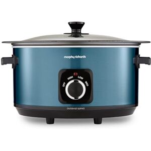 Morphy Richards Accents 6.5L Sear & Stew Slow Cooker, Shatter Resistant Non Stick Aluminium Pot, Single Pot Cooking, 3 Heat Settings, Hob Proof, Glass Lid, Easy Clean & View, Blue, 461023 Morphy Richards Accents 6.5L Sear & Stew Slow Cooker, Shatter Resistant Non Stick Aluminium Pot, Single Pot Cooking, 3 Heat Settings, Hob Proof, Glass Lid, Easy Clean & View, Blue, 461023