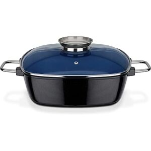 GSW Stahlwaren GmbH Roaster Extra-High with Aroma Knob Glass Lid, Blue/Black/Clear, 28 x 28 x 8.5 cm, 5 Litre GSW Stahlwaren GmbH Roaster Extra-High with Aroma Knob Glass Lid, Blue/Black/Clear, 28 x 28 x 8.5 cm, 5 Litre