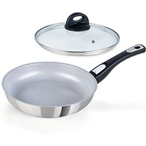 Genius 24 cm Steel Frying Pan + Glass Lid Oven-Safe Ceramic Non-Stick Pan with Scratch-Resistant Coating Induction Compatible with Removable Handle Genius 24 cm Steel Frying Pan + Glass Lid Oven-Safe Ceramic Non-Stick Pan with Scratch-Resistant Coating Induction Compatible with Removable Handle