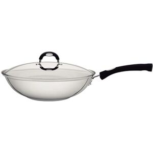 Tramontina Stainless Steel Wok with Glass Lid 28 cm (3.3 Litre) Induction-Ready Silicone Comfortable Handles Dishwasher-Safe 62138/280 Tramontina Stainless Steel Wok with Glass Lid 28 cm (3.3 Litre) Induction-Ready Silicone Comfortable Handles Dishwasher-Safe 62138/280