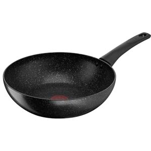Tefal Titanium Stone Wok 28 cm, High-Performance Non-Stick Durable Coating, Metal Spatula Safe, All Hobs Including Induction, Thermo-Signal, Black, E1051945 Tefal Titanium Stone Wok 28 cm, High-Performance Non-Stick Durable Coating, Metal Spatula Safe, All Hobs Including Induction, Thermo-Signal, Black, E1051945