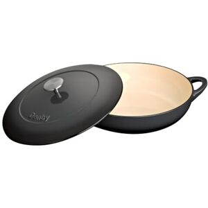 Denby Halo Black Cast Iron Casserole Dish Shallow Dutch Oven, Oven Safe Pot, Enamelled 30cm, 3.65L Capacity Denby Halo Black Cast Iron Casserole Dish Shallow Dutch Oven, Oven Safe Pot, Enamelled 30cm, 3.65L Capacity