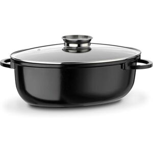 GSW 410588 Gourmet Ceramica XXL oval induction roaster with aroma glass lid 42x27 cm/approx. 10.0 liters, cast aluminum, black GSW 410588 Gourmet Ceramica XXL oval induction roaster with aroma glass lid 42x27 cm/approx. 10.0 liters, cast aluminum, black