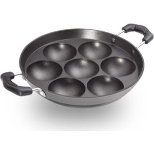 Premier Induction Base Non Stick Paniyaram Pan, Black, 7 Cavity, Small 18cm Diameter Premier Induction Base Non Stick Paniyaram Pan, Black, 7 Cavity, Small 18cm Diameter