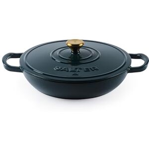 Salter Chester Shallow Cast Iron Casserole Pot – 30cm Dutch Oven/Stock Pot, Self Basting Lid, Enamel Coated Cast Iron, Oven Safe, Suitable for All Hobs Including Induction, 2.8L Cap., PFAS-Free, Green Salter Chester Shallow Cast Iron Casserole Pot – 30cm Dutch Oven/Stock Pot, Self Basting Lid, Enamel Coated Cast Iron, Oven Safe, Suitable for All Hobs Including Induction, 2.8L Cap., PFAS-Free, Green