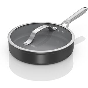 Ninja ZEROSTICK Ceramic Pro 26 cm Sauté Pan with Glass Lid, Scratch Resistant, Made PTFE-Free, All Hob Compatible, Black, CW30126UK Ninja ZEROSTICK Ceramic Pro 26 cm Sauté Pan with Glass Lid, Scratch Resistant, Made PTFE-Free, All Hob Compatible, Black, CW30126UK