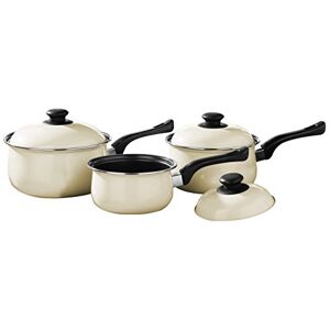 Premier Housewares Pots And Pans Sets Non Stick Set Of 3 Alloy Black / Cream Cookware Everyday Use Kitchen Set Dishwasher Safe Cooking Pans With Lids Premier Housewares Pots And Pans Sets Non Stick Set Of 3 Alloy Black / Cream Cookware Everyday Use Kitchen Set Dishwasher Safe Cooking Pans With Lids