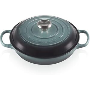 LE CREUSET Signature 21180263602430 Enamelled Cast Iron Shallow Casserole Dish With Lid, 26 cm, 2.2 Litres, Ocean LE CREUSET Signature 21180263602430 Enamelled Cast Iron Shallow Casserole Dish With Lid, 26 cm, 2.2 Litres, Ocean