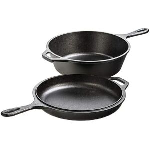 Lodge Pre-Seasoned Cast Iron Multi-Function Combo Cooker. Dutch Oven Pot, Skillet and Lid for Indoor and Outdoor Use. Induction, Oven, Grill and Metal Utensil Safe. Made in The USA. 3 Litre/3.2 Quart Lodge Pre-Seasoned Cast Iron Multi-Function Combo Cooker. Dutch Oven Pot, Skillet and Lid for Indoor and Outdoor Use. Induction, Oven, Grill and Metal Utensil Safe. Made in The USA. 3 Litre/3.2 Quart