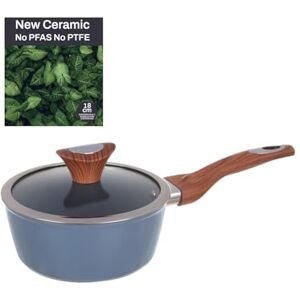 KASANOVA Saucepan with one handle 18 cm with lid blue New Ceramic KASANOVA Saucepan with one handle 18 cm with lid blue New Ceramic