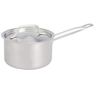 Amazon Basics 1.9 litres Stainless Steel Aluminium-Clad Straight Sided Sauce Pan with Cover, Silver Amazon Basics 1.9 litres Stainless Steel Aluminium-Clad Straight Sided Sauce Pan with Cover, Silver