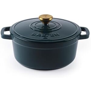 Salter Chester 24cm Cast Iron Casserole Pot – Self-Basting Lid, Dutch Oven/Stock Pot, Hob to Table Cooking, Suitable for All Hob Types Including Induction, 3.4L Capacity, PFAS-Free, Green Salter Chester 24cm Cast Iron Casserole Pot – Self-Basting Lid, Dutch Oven/Stock Pot, Hob to Table Cooking, Suitable for All Hob Types Including Induction, 3.4L Capacity, PFAS-Free, Green