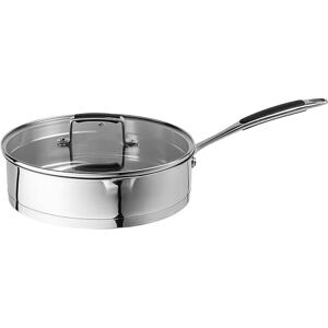 Prochef Stainless Steel,Saute Pan Ergonomic Silicone Handle, Glass Lid with Steam Vent, All Hob Compatible, Dishwasher and Oven Safe, 26 x 7.4 cm, Silver Prochef Stainless Steel,Saute Pan Ergonomic Silicone Handle, Glass Lid with Steam Vent, All Hob Compatible, Dishwasher and Oven Safe, 26 x 7.4 cm, Silver