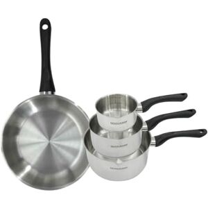 Fackelmann 9443650 Frying Pan Set 28 cm and 3 Saucepans 12 16 and 20 cm 18/8 Stainless Steel, All Heat Sources Induction Frying Pan, PFAS Free Pan, All Heat Source, 18/8 Stainless Steel, 12, 16, 20 Fackelmann 9443650 Frying Pan Set 28 cm and 3 Saucepans 12 16 and 20 cm 18/8 Stainless Steel, All Heat Sources Induction Frying Pan, PFAS Free Pan, All Heat Source, 18/8 Stainless Steel, 12, 16, 20