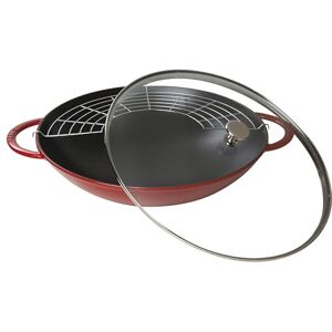 STAUB 40509-898-0 Cast Iron Wok, including Glass Lid and Removable Grid Insert, Suitable for induction, Ø 37 cm, 5.7 L, Cherry Red STAUB 40509-898-0 Cast Iron Wok, including Glass Lid and Removable Grid Insert, Suitable for induction, Ø 37 cm, 5.7 L, Cherry Red