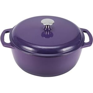 Amazon Basics Enameled Cast Iron Round Dutch Oven with Lid and Dual Handles, Heavy-Duty, 5.7 L, Purple Amazon Basics Enameled Cast Iron Round Dutch Oven with Lid and Dual Handles, Heavy-Duty, 5.7 L, Purple