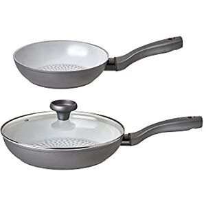 Prestige Earth Pan Ceramic Non-Stick Set 28cm and 20cm Pans, Lids Included, Non-Toxic, Induction Ready, Dishwasher Safe, Made in Italy, Gray Prestige Earth Pan Ceramic Non-Stick Set 28cm and 20cm Pans, Lids Included, Non-Toxic, Induction Ready, Dishwasher Safe, Made in Italy, Gray