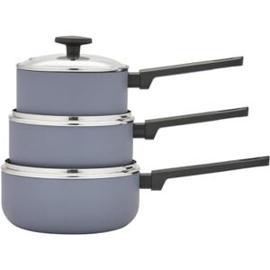 Morphy Richards 3pc Saucepan Set, Recycled Aluminium, 16cm, 18cm & 20cm Saucepans, Non Stick Coating, Soft Touch Handles, Suitable for All Hobs, Grey, 859002 Morphy Richards 3pc Saucepan Set, Recycled Aluminium, 16cm, 18cm & 20cm Saucepans, Non Stick Coating, Soft Touch Handles, Suitable for All Hobs, Grey, 859002