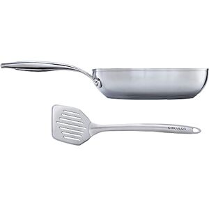 Circulon SteelShield Stainless Steel Frying Pan 24cm with Slotted Turner Induction Frying Pan with Hybrid Non Stick, Metal Utensil Safe, Oven & Dishwasher Safe Cookware Circulon SteelShield Stainless Steel Frying Pan 24cm with Slotted Turner Induction Frying Pan with Hybrid Non Stick, Metal Utensil Safe, Oven & Dishwasher Safe Cookware