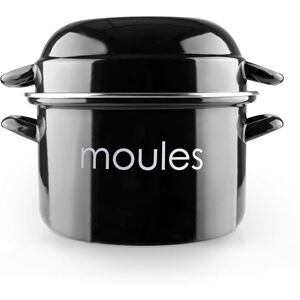 IBILI Mussels Pot, Black, 22 cm, Enamelled Steel, Suitable for Induction Hobs IBILI Mussels Pot, Black, 22 cm, Enamelled Steel, Suitable for Induction Hobs