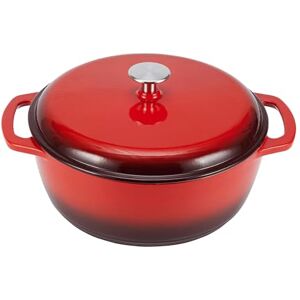 Amazon Basics Enameled Cast Iron Round Dutch Oven with Lid and Dual Handles, Heavy-Duty, 5.7 L, Red Amazon Basics Enameled Cast Iron Round Dutch Oven with Lid and Dual Handles, Heavy-Duty, 5.7 L, Red