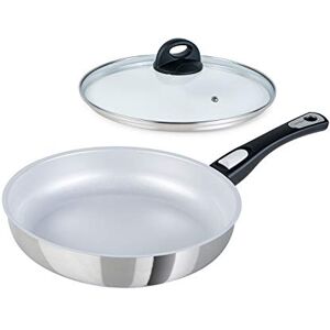 Genius 28 cm Cerafit Steel Frying Pan + Glass Lid Oven-Safe Ceramic Non-Stick Pan with Removable Handle for All Cookers Genius 28 cm Cerafit Steel Frying Pan + Glass Lid Oven-Safe Ceramic Non-Stick Pan with Removable Handle for All Cookers