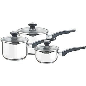 Prestige Stainless Steel Saucepan Set 14, 16 & 18cm Induction Suitable Saucepan Set with Glass Straining Lids and Pouring Lips, Dishwasher Safe, Oven Safe, Durable Cookware Prestige Stainless Steel Saucepan Set 14, 16 & 18cm Induction Suitable Saucepan Set with Glass Straining Lids and Pouring Lips, Dishwasher Safe, Oven Safe, Durable Cookware