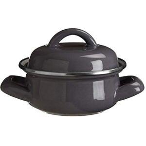 Premier Porter Mini Casserole Dish with Lid, Wide Handles, Enamel, 0.4 litres Grey Premier Porter Mini Casserole Dish with Lid, Wide Handles, Enamel, 0.4 litres Grey