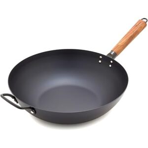 Greenpan Carbon Steel Wok 12”, Flat Bottom, Durable Stir-Fry Pan, Pre-Seasoned Nonstick Patina, High Heat Retention, Induction, Ash Wood Handle, Kyoto, Black Greenpan Carbon Steel Wok 12”, Flat Bottom, Durable Stir-Fry Pan, Pre-Seasoned Nonstick Patina, High Heat Retention, Induction, Ash Wood Handle, Kyoto, Black