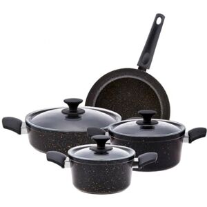KARACA 7-Piece BlackGold Cookware Set Non-Stick Pots and Pans Set, 3 Biogranite Pots with 3 Glass Lids & 1 Granite Frying Pan, PFOA Free, Dishwasher-Safe KARACA 7-Piece BlackGold Cookware Set Non-Stick Pots and Pans Set, 3 Biogranite Pots with 3 Glass Lids & 1 Granite Frying Pan, PFOA Free, Dishwasher-Safe