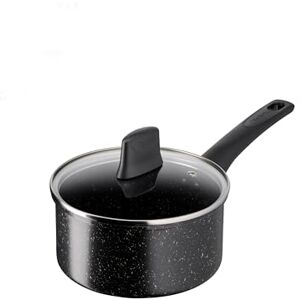 Tefal Titanium Stone Saucepan 18 cm + Lid, High-Performance Non-Stick Durable Coating, Metal Safe, All Hobs Including Induction, Thermo-Signal, Black, E1052345 Tefal Titanium Stone Saucepan 18 cm + Lid, High-Performance Non-Stick Durable Coating, Metal Safe, All Hobs Including Induction, Thermo-Signal, Black, E1052345