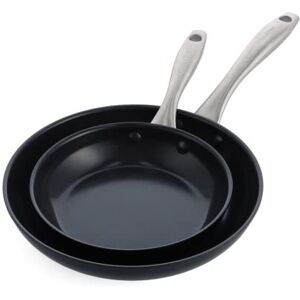 Greenpan Lima Midnight Hard Anodized Healthy Ceramic Non-Stick 20 cm and 26 cm Frying Pan Skillet Set, PFAS-Free, Induction Suitable, Oven Safe, Black Greenpan Lima Midnight Hard Anodized Healthy Ceramic Non-Stick 20 cm and 26 cm Frying Pan Skillet Set, PFAS-Free, Induction Suitable, Oven Safe, Black