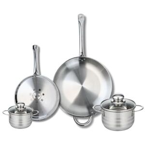 Fackelmann Elo Profi 9878950 4-Piece Cookware Set of 2 Frying Pans 24 and 32 cm and 2 Saucepans 12 and 16 cm Elo Profi Shiny Stainless Steel Induction Fackelmann Elo Profi 9878950 4-Piece Cookware Set of 2 Frying Pans 24 and 32 cm and 2 Saucepans 12 and 16 cm Elo Profi Shiny Stainless Steel Induction