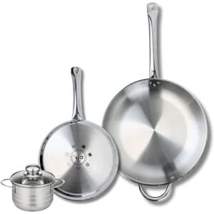 Fackelmann Elo Profi 9878350 3-Piece Cookware Set of 2 Frying Pans 24 and 32 cm and 1 Saucepan 12 cm Elo Profi Shiny Stainless Steel Induction Fackelmann Elo Profi 9878350 3-Piece Cookware Set of 2 Frying Pans 24 and 32 cm and 1 Saucepan 12 cm Elo Profi Shiny Stainless Steel Induction