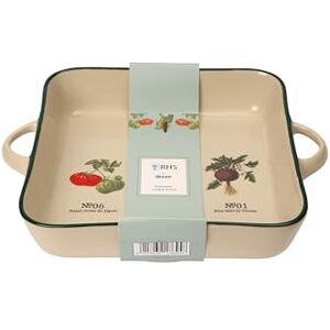 Dexam RHS Benary Vegetables Square Oven Dish, Stoneware Dish for Pies & Lasagne Oven to Table Serving Dish with Handles Dexam RHS Benary Vegetables Square Oven Dish, Stoneware Dish for Pies & Lasagne Oven to Table Serving Dish with Handles