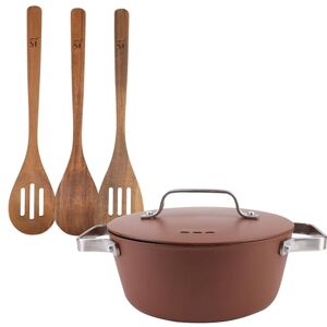San Ignacio AGROS Saucepan Set Ø28 x 12.5 cm 6L with Aluminium Lid + 3 Wooden Kitchen Utensils San Ignacio AGROS Saucepan Set Ø28 x 12.5 cm 6L with Aluminium Lid + 3 Wooden Kitchen Utensils