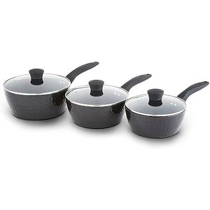 Tower T900131 Diamo 3 Piece Cookware Set, 18cm/20cm/22cm Saucepans with Tempered Glass Lids, Black Diamond Non-Stick Ceramic Coating, Black Tower T900131 Diamo 3 Piece Cookware Set, 18cm/20cm/22cm Saucepans with Tempered Glass Lids, Black Diamond Non-Stick Ceramic Coating, Black