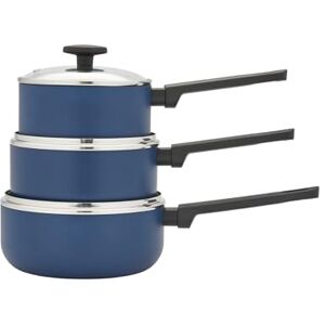 Morphy Richards 3pc Saucepan Set, Recycled Aluminium, 16cm, 18cm & 20cm Saucepans, Non Stick Coating, Soft Touch Handles, Suitable for All Hobs, Blue, 859001 Morphy Richards 3pc Saucepan Set, Recycled Aluminium, 16cm, 18cm & 20cm Saucepans, Non Stick Coating, Soft Touch Handles, Suitable for All Hobs, Blue, 859001