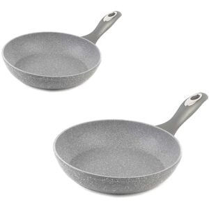 Salter 20cm & 28cm Non-Stick Frying Pan Set Healthier Cooking with Little to No Oil, Induction Suitable, Durable Forged Aluminium, Marblestone, Grey Salter 20cm & 28cm Non-Stick Frying Pan Set Healthier Cooking with Little to No Oil, Induction Suitable, Durable Forged Aluminium, Marblestone, Grey