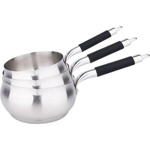 KAMBERG Set of 3 saucepans 16/18/20 cm High Quality Stainless Steel Apple Shape Pouring spout Suitable for All Heat Sources Including Induction Black Silicone Handle KAMBERG Set of 3 saucepans 16/18/20 cm High Quality Stainless Steel Apple Shape Pouring spout Suitable for All Heat Sources Including Induction Black Silicone Handle