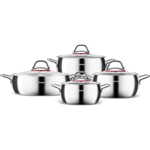 KARACA Emirgan 8-Piece Stainless Steel Pots Set Induction Hob Cookware Kitchen Set w/ 4 Cooking Pots with 4 Glass Lids, PFOA Free, Dishwasher-Safe KARACA Emirgan 8-Piece Stainless Steel Pots Set Induction Hob Cookware Kitchen Set w/ 4 Cooking Pots with 4 Glass Lids, PFOA Free, Dishwasher-Safe
