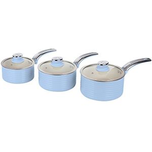 Swan SWPS3020BLN Retro Induction Saucepan Set With Glass Lids, Non Stick Ceramic Coating, Easy to Clean, Blue, 3 Piece, 16/18/20 cm Swan SWPS3020BLN Retro Induction Saucepan Set With Glass Lids, Non Stick Ceramic Coating, Easy to Clean, Blue, 3 Piece, 16/18/20 cm