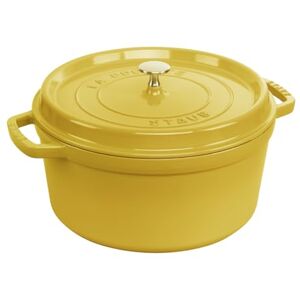 STAUB Enamelled Cast Iron Casserole Dish with Lid, Suitable for All Heat Sources Including Induction, 5 to 7 People, Round, 28 cm, 6.70 L, 7 kg, Lemon STAUB Enamelled Cast Iron Casserole Dish with Lid, Suitable for All Heat Sources Including Induction, 5 to 7 People, Round, 28 cm, 6.70 L, 7 kg, Lemon